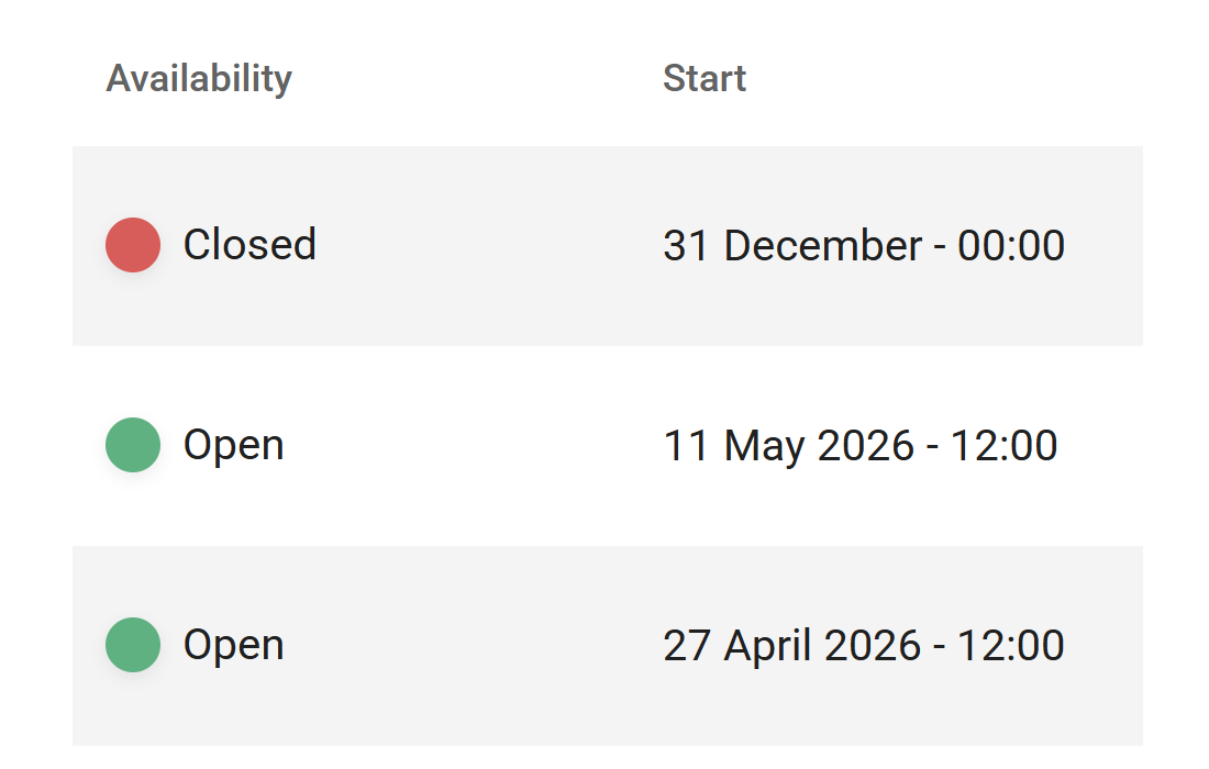 Setting opening hours