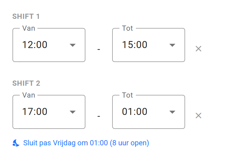 Multiple shifts per day